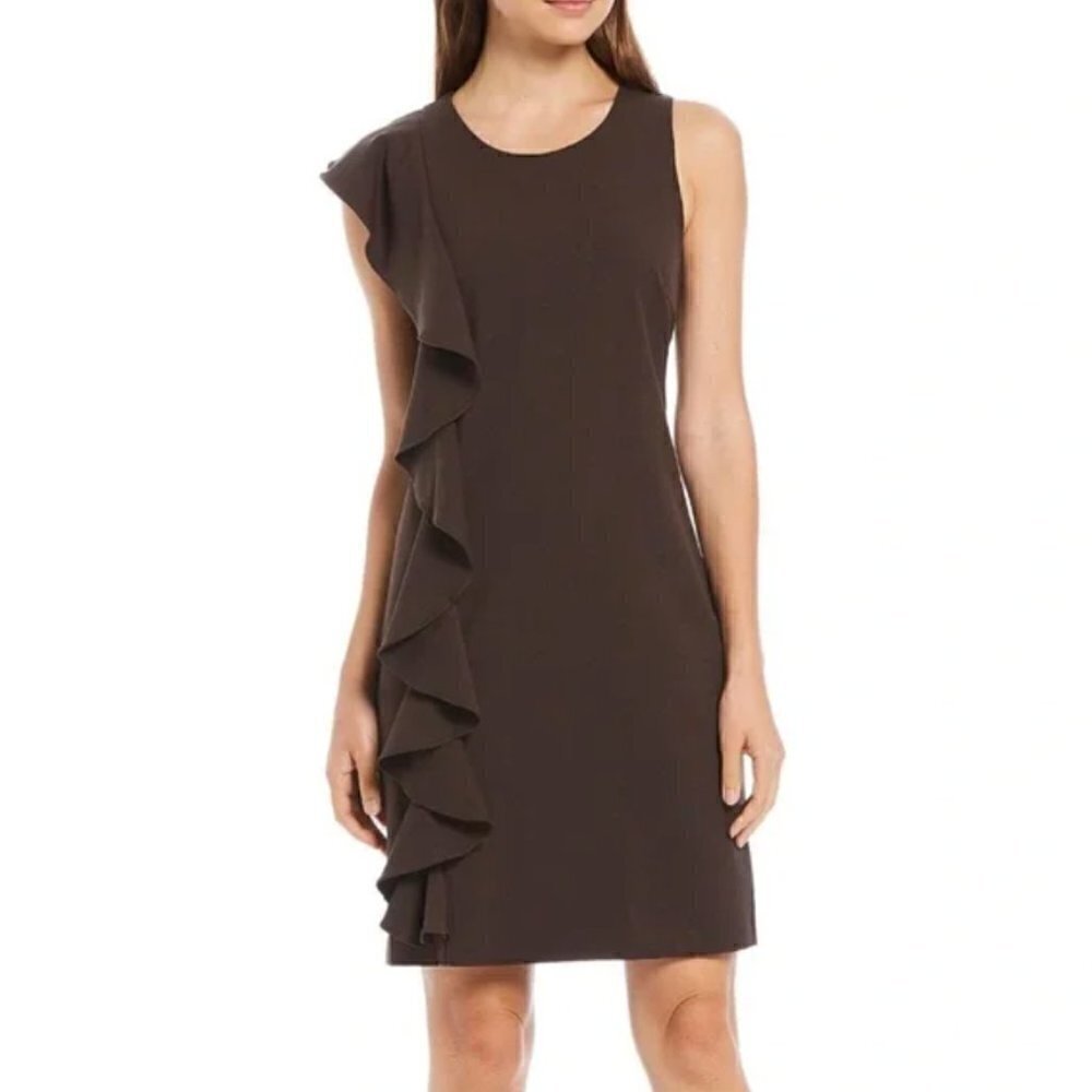 NEW Julie Brown Reina‎ Ruffle Scoop Neck Sheath Dress 12